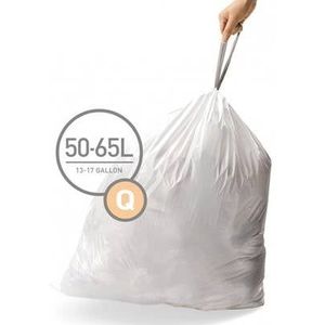 Simplehuman Code Q Afvalzakken - 50 liter - 20 stuks - met Trekband - Wit