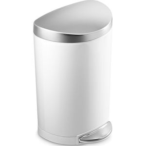 Simplehuman Prullenbak - 10L - RVS - Wit