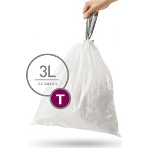 Simplehuman Code T Afvalzakken - 3 liter - 40 stuks - met Trekband - Wit