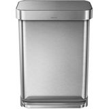 Simplehuman Rectangular - Prullenbak - 55 Liter Inhoud - Met Soft Close Deksel - RVS