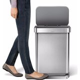 Simplehuman Rectangular - Prullenbak - 55 Liter Inhoud - Met Soft Close Deksel - RVS