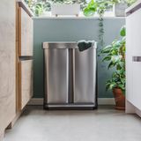 Simplehuman Rectangular Prullenbak 58 Liter Inhoud Met 2 Compartimenten Zilver