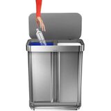 Simplehuman Rectangular Prullenbak 58 Liter Inhoud Met 2 Compartimenten Zilver