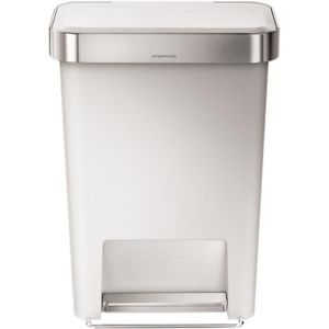 Simplehuman Afvalemmer Rectangular - Met Liner Pocket - Kunststof - 45 liter - Wit