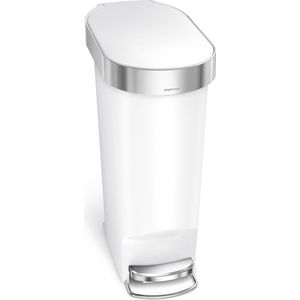 Simplehuman - Slim - Afvalemmer - Wit - Kunststof - 40 Liter
