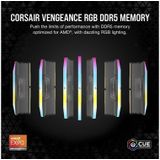Corsair VENGEANCE RGB DDR5 32GB (2x16GB) 5600MHz C36 Geoptimaliseerd AMD Geheugen (Dynamische RGB-Verlichting in Tien Zones, Onboard Spanningsregeling, Compatibiliteit met AMD EXPO) Grijs