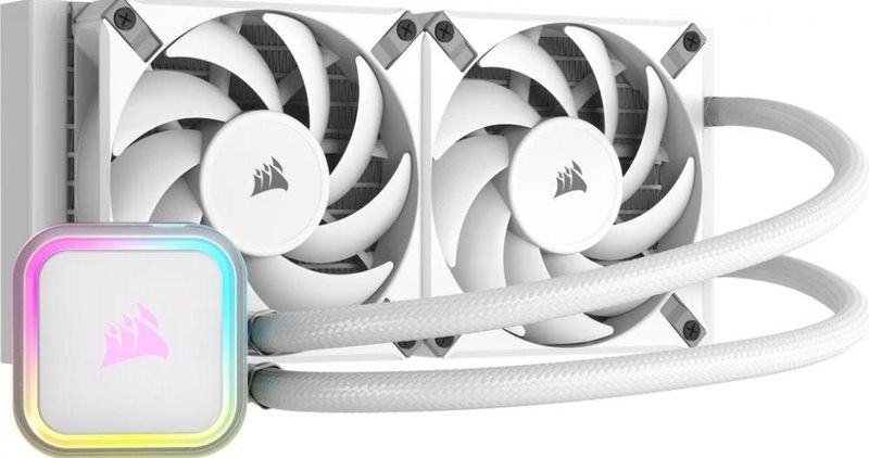 CORSAIR - H100i RGB ELITE - Vloeibare CPU-Koeler - Wit - 240mm AIO, AF120 ELITE PWM Ventilatoren, Intel® LGA 1700, AMD® AM5 & AM4