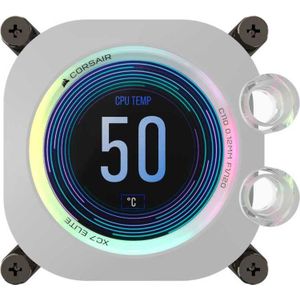 Corsair - iCUE XC7 RGB ELITE LCD - CPU Waterblok - Wit - Verchroomd Koper