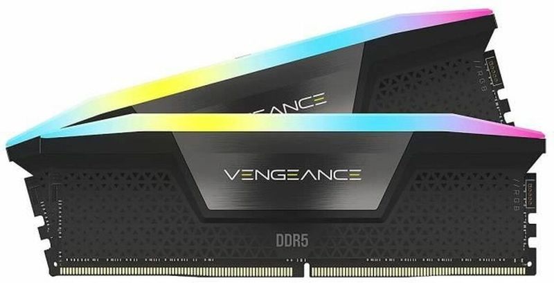 Corsair VENGEANCE RGB DDR5 32GB (2x16GB) 6400MHz C32 Intel-Geoptimaliseerd Desktopgeheugen (Dynamische Tien-Zone RGB-Verlichting, Aangepaste XMP 3.0-Profielen, Strakke Reactietijden) Zwart