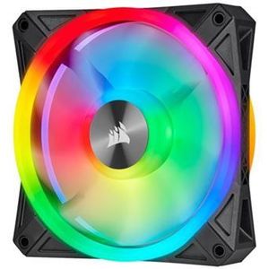 Corsair iCUE QL120 RGB, 120-mm-RGB-LED-PWM-Lüfter (34 Einzeln Ansteuerbare RGB-LEDs, Schwindigkeiten Bis zu 1,500 U/Min, Geräuscharm) Einzelpackung - schwarz