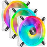Corsair iCUE QL120 RGB, 120-mm-RGB-LED-PWM-Lüfter (68 Einzeln Ansteuerbare RGB-LEDs, Schwindigkeiten Bis zu 1,500 U/Min, Geräuscharm) 3er-Pack mit Lighting Node Core, Komaptibel mit Desktop - weiß