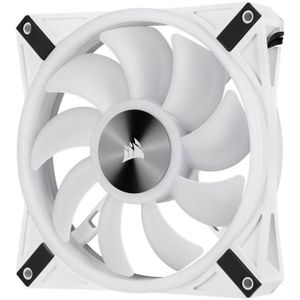 Corsair iCUE QL140 RGB, 140-mm-RGB-LED-PWM-Lüfter (34 Einzeln Ansteuerbare RGB-LEDs, Schwindigkeiten Bis zu 1,250 U/Min, Geräuscharm) Einzelpackung - weiß