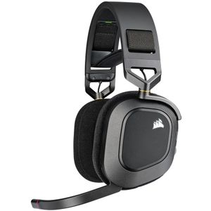 Corsair HS80 RGB Draadloze gaming headset. Premium met Dolby Atmos Audio (lage latentie, omni-directionele microfoon, draadloos, tot 18 meter, 20 uur batterijduur, PS5/PS4 compatibel), carbon