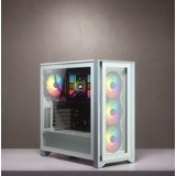 Corsair iCUE 4000X RGB Mid-Tower ATX-Behuizing van Gehard Glas (Zij-en Voorpanelen van Gehard Glas, RapidRoute-kabelbeheersysteem, Ruime Binnenkant, Inclusief Drie RGB-Fans van 120 mm) Wit