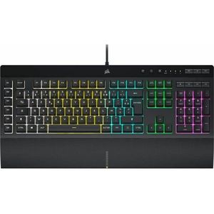 Corsair K55 RGB Pro Gamingtoetsenbord met bekabeld membraan (dynamische RGB-achtergrondverlichting, 6 macrotoetsen met Elgato software-integratie, resistent en stofdicht, IP42) AZERTY, zwart