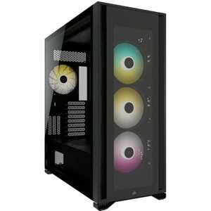 Corsair iCUE 7000X RGB Full-Tower ATX-Computerbehuizing (High-Airflow Voorpaneel, Drie Meegeleverde 140mm-Ventilatoren met PWM-Repeater, Eenvoudig Kabelbeheer, Aanpasbare Zijventilatorsteunen) Zwart