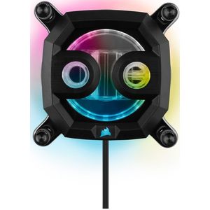 Corsair CX-9010015-WW Hydro X Series XC7 RGB PRO CPU Water Block - Intel LGA 1700, 1200, 115X - AMD-socket AM4 - Vernikkelde koperen koelplaat - Zwart - Meer dan 110 micro-koelvinnen - 16 heldere RGB-leds