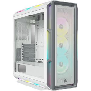 Corsair iCUE 5000T RGB Mid-Tower ATX PC-Behuizing (208 RGB-LED's, Geschikt voor Meerdere 360mm Radiatoren, Drie Meegeleverde LL120 RGB-Ventilatoren, COMMANDER CORE XT-Controller) Wit