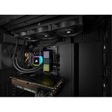 Corsair iCUE H100i RGB ELITE CPU-Vloeistofkoeler (16 Dynamische RGB-LED's, 120 mm AF ELITE Series FDB-fans, 240 mm Radiator, Compatibel met CORSAIR iCUE-Software) Zwart