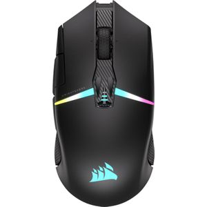 Corsair NIGHTSABRE Draadloze RGB FPS/MOBA Gaming-muis, 26.000 dpi, 11 programmeerbare toetsen, tot 100 uur batterijduur, iCUE-compatibel, pc, PS5, PS4, Xbox - zwart