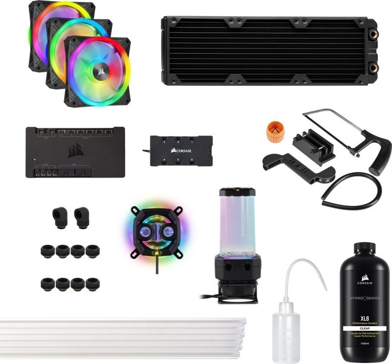 Corsair Hydro X-Serie iCUE XH305i RGB PRO Gecustomizede Koelset (Hardline CPU-Koelcircuit, CPU-Waterblok, D5 Pomp-Reservoircombinatie, Radiator, 3x RGB-Fans, iCUE-Software) Zwart