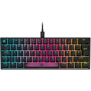 Corsair K65 RGB MINI 60% mechanisch gaming toetsenbord (mechanische toetsschakelaar, CHERRY MX SPEED RGB, hyperbehandelingstechnologie, CORSAIR AXON keycaps gemaakt van duurzaam polycarbonaat) zwart