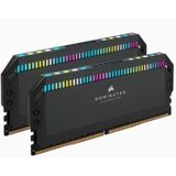 Corsair DOMINATOR PLATINUM RGB DDR5 32 GB (2 x 16 GB) 5200 MHz C40 desktop-werkstation (spanningsregeling, gepatenteerde koeling Corsair DHX, 12 ultra-heldere Capellix RGB-leds) zwart