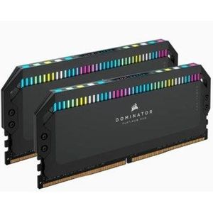 Corsair DOMINATOR PLATINUM RGB DDR5 32 GB (2 x 16 GB) 5200 MHz C40 desktop werkstation (Onboard spanningsregeling, gepatenteerde Corsair DHX koeling, 12 Capellix RGB-leds) zwart