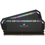 Corsair DOMINATOR PLATINUM RGB DDR5 64GB (2x32GB) 5200MHz C40 Desktop-Arbeitsspeicher (Onboard Spanningsregeling, Gepatenteerde CORSAIR DHX-Koeling, 12 Ultra-Heldere CAPELLIX RGB LED's) Zwart