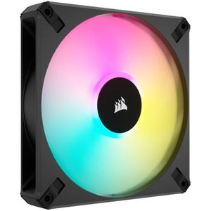 Corsair iCUE AF140 RGB ELITE 140 mm PWM-ventilator – acht RGB-leds – AirGuide-technologie – Fluid Dynamic lager – Zero RPM-ventilatormodus – compatibel met CORSAIR iCUE-software – zwart