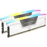 Corsair VENGEANCE RGB DDR5 64GB (2x32GB) 5200MHz C40 Intel-Geoptimaliseerd Desktopgeheugen (Dynamische Tienzone RGB-Verlichting, Ingebouwde Spanningsregeling, Aangepaste XMP 3.0-Profielen) Wit