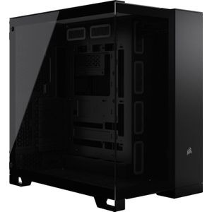 CORSAIR 6500X Mid-Toren ATX PC-Behuizing met Twee Kamers - Panoramisch Gehard Glas - Omgekeerd Aansluiting Moederbord Compatibel - Geen Fans Inbegrepen - Zwart