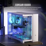 CORSAIR 6500X Mid-Toren ATX PC-Behuizing met Twee Kamers - Panoramisch Gehard Glas - Omgekeerd Aansluiting Moederbord Compatibel - Geen Fans Inbegrepen - Wit