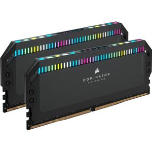 Corsair DOMINATOR PLATINUM RGB DDR5 64GB (2x32GB) 6400MHz C32 Intel Desktop-Arbeitsspeicher (Onboard Spanningsregeling, Gepatenteerde CORSAIR DHX-Koeling, 12 Ultra-Heldere CAPELLIX RGB LED's) Zwart