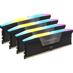Corsair VENGEANCE RGB DDR5 64GB (4x16GB) 6600MHz C32 Intel Optimierter Arbeitsspeicher (Dynamische Tienzonige RGB-Verlichting, Aangepaste XMP 3.0-Profielen, Strakke Reactietijden) Zwart