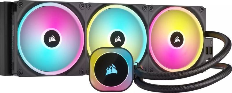 CORSAIR iCUE LINK H170i RGB Vloeibare CPU-Koeler - 420 mm AIO - QX140 RGB Ventilatoren - Geschikt Voor Intel® LGA 1700, AMD® AM5 - iCUE LINK Systeemhub Inbegrepen - Zwart