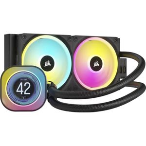 CORSAIR iCUE LINK H100i LCD Vloeibare CPU-Koeler - 240mm AIO - Zwart - Inclusief iCUE LINK System Hub