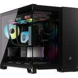 CORSAIR 2500D Airflow mATX PC-Gehäuse - Ohne Lüfter - Zweikammer-Design - Große Kühlungsflexibilität - Reverse Connection Motherboard-Kompatibel - Schwarz