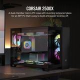 CORSAIR 2500X Kleine-Toren mATX PC-Behuizing met Twee Kamers - Panoramisch Gehard Glas - Omgekeerd Aansluiting Moederbord Compatibel - Geen Fans Inbegrepen - Zwart