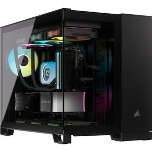 CORSAIR 2500X Zwart - Minitowermodel - Mini-ITX, Micro-ATX - Geen voeding - USB/Audio - Tempered Glass - Zwart