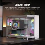 CORSAIR 2500X Wit - Minitowermodel Mini-ITX, Micro-ATX - Geen voeding - USB/Audio - Tempered Glass - Wit