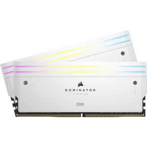 Corsair Dominator Titanium RGB White - Geheugen - DDR5 - 64 GB: 2 x 32 GB - 288-PIN - 6600 MHz / PC5-52800 - CL32 - 1.4V - On-die ECC - XMP 3.0 - AMD EXPO - Extreme OC PMIC - Intel 700 Series 13th Gen - wit