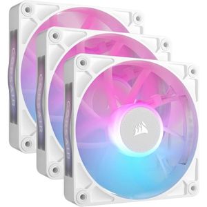 CORSAIR iCUE LINK RX120 RGB Starters Kit White - Ventilatorhuis - 3-pack - 120mm - 74.2 CFM - 400 - 2100 RPM - 10 - 36 dBA - Zero RPM Mode - iCUE LINK System Hub - wit