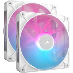 CORSAIR iCUE LINK RX140 RGB 140 mm PWM Ventilatoren met iCUE LINK Systeemhub - Magnetische Koepellager - Dubbelpak - Wit