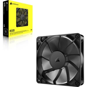 CORSAIR RS120 PWM-ventilator 120 mm – Daisy-Chain aansluiting – geluidsarm – magnetische koepellagers – enkel pakket – zwart