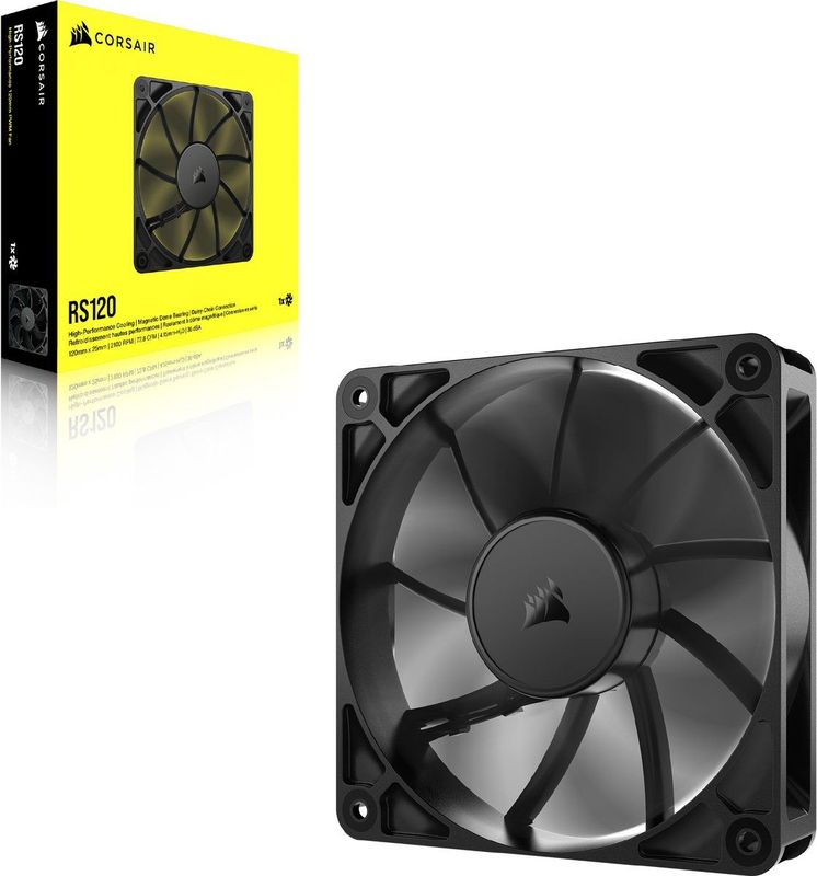 CORSAIR RS120 PWM-ventilator - 120 mm - Zwart - Geluidsarm - Enkel Pakket
