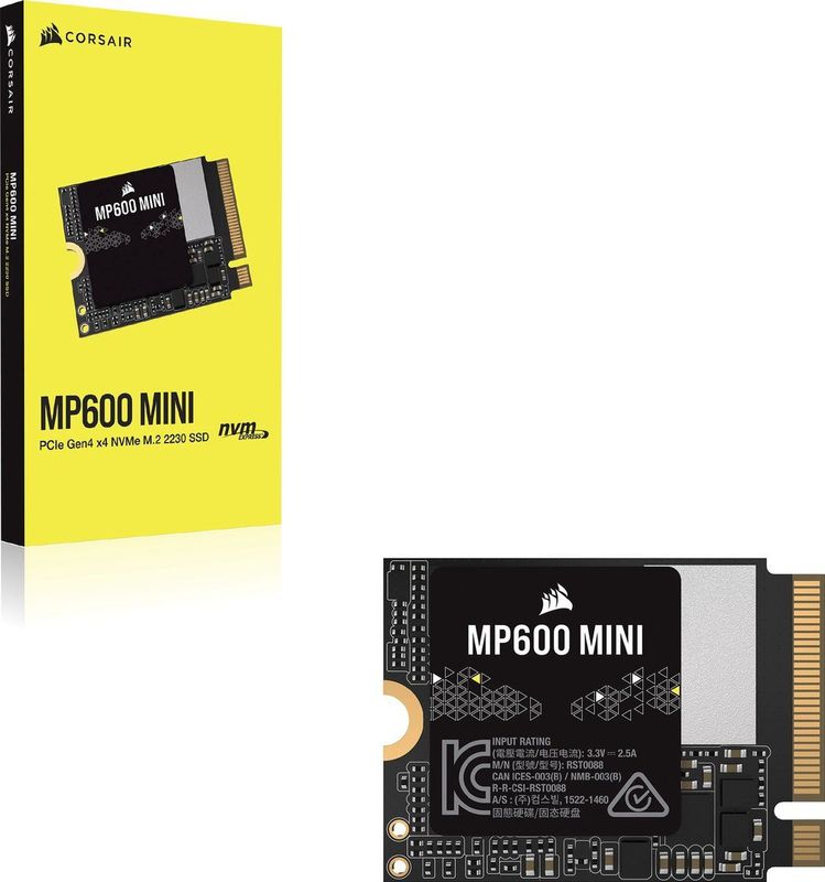 Corsair MP600 MINI 2TB SSD.2 2230 PCI Express x4 2 TB NVMe 3d v nand (TLC) zwart