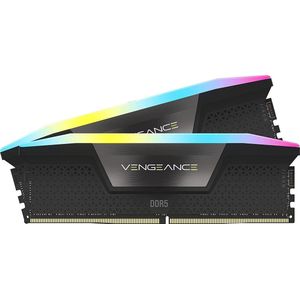 Corsair VENGEANCE RGB DDR5 32 GB (2x16 GB) 5200MHz C40 Intel-geoptimaliseerd desktopgeheugen (dynamische tienzone RGB-verlichting, ingebouwde spanningsregeling, aangepaste XMP 3.0-profielen) Zwart