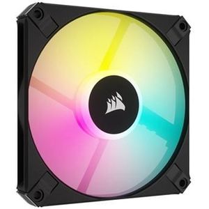 Corsair AF120 RGB SLIM, 120mm PWM Fluid Dynamic Bearing Fan - Dun Profiel Voor Kleine Kasten - Geluidsarm - Tot 2000 RPM - 8 Adresseerbare RGB LED's - Enkele Verpakking - Zwart