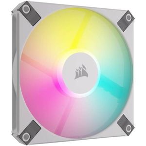 Corsair AF120 RGB SLIM, 120mm PWM Fluid Dynamic Bearing Fan - Dun Profiel Voor Kleine Kasten - Geluidsarm - Tot 2000 RPM - 8 Adresseerbare RGB LED's - Enkele Verpakking - Wit